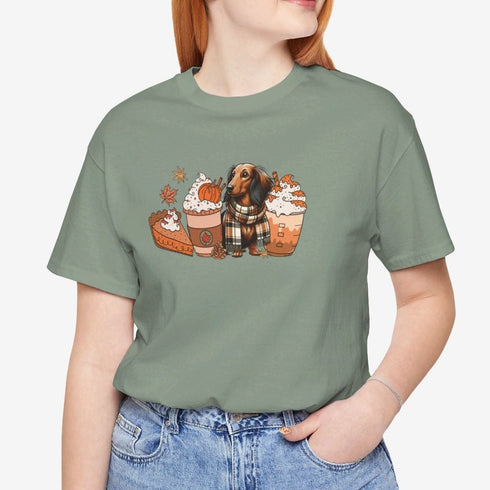 Longhaired Dachshund Fall Tee - Dachshund T- Shirt for Women